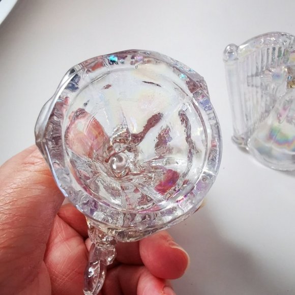 Pair of Iridescent Glass Angels Cherubs Playing Instruments Candle Holders - Picture 14 of 16